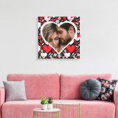 Toile Photo de Coeurs et Fleurs rouges, noirs et blancs (Insitu(Salon))