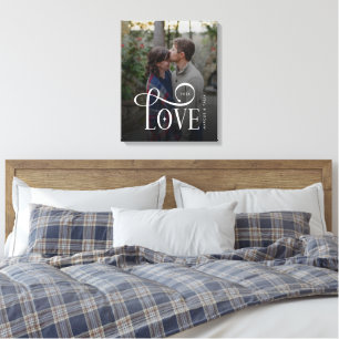 Toile Photo de couples fiancés personnalisé avec écritur