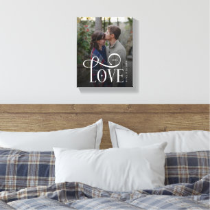 Toile Photo de couples fiancés personnalisé avec écritur