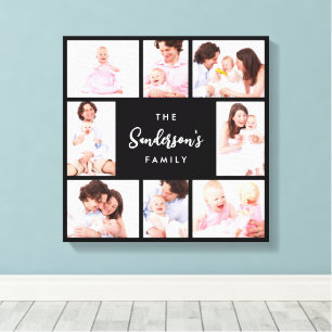 Toile Photo de famille en 8 parties dans un cadre noir