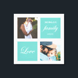 Toile photo de famille moderne pastel monogramme<br><div class="desc">Palette de couleurs pastel deux photos customisées mur art avec élégant script "amour" et "famille" et votre propre monogramme et date. Belle décoration de maison personnalisée accent</div>