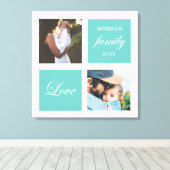 Toile photo de famille moderne pastel monogramme (Insitu (Plancher de Bois))