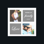 Toile photo de famille moderne pastel monogramme<br><div class="desc">Palette de couleurs pastel deux photos customisées mur art avec élégant script "amour" et "famille" et votre propre monogramme et date. Belle décoration de maison personnalisée accent</div>