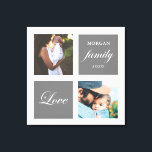 Toile photo de famille moderne pastel monogramme<br><div class="desc">Palette de couleurs pastel deux photos customisées mur art avec élégant script "amour" et "famille" et votre propre monogramme et date. Belle décoration de maison personnalisée accent</div>