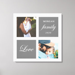 Toile photo de famille moderne pastel monogramme