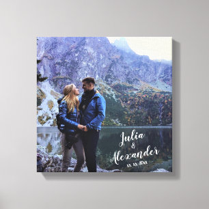 Toile Photo de famille ou de couple - avec nom -