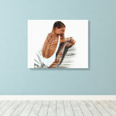 Toile Photo de Girl at Beach Palm Leaf Shadow (Insitu (Plancher de Bois))