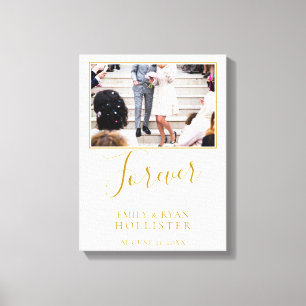Toile Photo de mariage à l'écriture dorée élégante pour