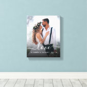 Toile Photo de mariage personnalisée Love Script blanc (Insitu (Plancher de Bois))