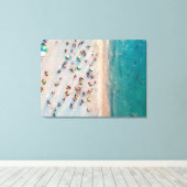 Toile Photo de plage aérienne, Parapluies sur une plage (Insitu (Plancher de Bois))