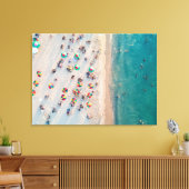 Toile Photo de plage aérienne, Parapluies sur une plage (Insitu(Salon))