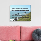 Toile Photo de plage avec Écriture de Proverbes 3:5-6 (Insitu(Salon))