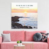 Toile Photo du coucher du soleil sur Ocean Bible Verse (Insitu(Salon))