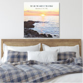 Toile Photo du coucher du soleil sur Ocean Bible Verse (Insitu(Chambre))