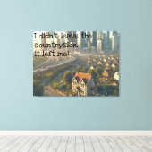 Toile Photo d'un mignon chalet avec une ville à proximit (Insitu (Plancher de Bois))