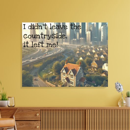 Toile Photo d'un mignon chalet avec une ville à proximit (Insitu(Salon))