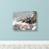 Toile Photo d'une côte océanique rocheuse (Insitu (Plancher de Bois))