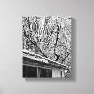 Toile Photo en noir et blanc de la scène hivernale rusti