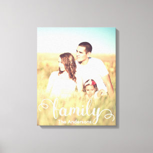 Toile Photo et calligraphie de famille faite sur