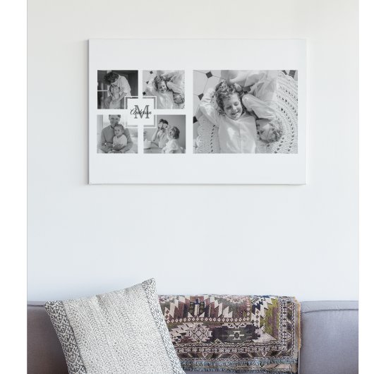 Toile Photo Famille Collage tendance Noir & Blanc Initia