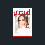 Toile Photo Graduation Party Élégant Script moderne<br><div class="desc">Photo Graduation Party Elégant Script Canvas Print Art comprennent votre photo préférée avec le simple texte bordeaux "Grad (année)" et votre nom et les détails de graduation personnalisés sur le devant. Idéal pour les grands comme cadeau de remise de diplômes ou décoration de fête de remise de diplômes. Créé par...</div>