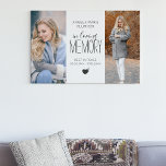 Toile Photo Moderne En Mémoire Amoureuse Hommage<br><div class="desc">Cherchez-vous un moyen significatif d'honorer et de vous souvenir d'un être cher ? Ne cherchez pas plus loin que notre toile en mémoire d'amour enveloppée de photo. Cette belle toile artisanale est le moyen idéal de créer un mur commémoratif dans votre maison ou juste de garder proche votre être cher....</div>