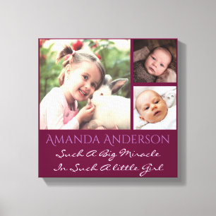 Toile Photo personnalisée et citation faite sur command