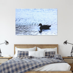 Toile Photographe Lone Duck Wildlife Lake Water Ripples