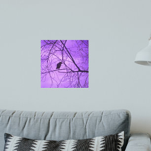 Toile Photographie d'arbres sous un ciel pourpre avec co
