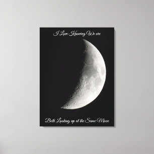Toile Photographie de lune et citation romantique
