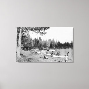 Toile Photographie de nageurs de plage de lac diamond,