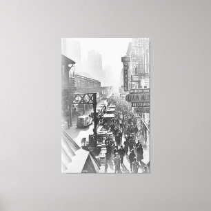 Toile Photographie vintage de 6ème avenue NYC (1940)