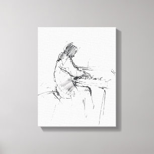 Toile Pianiste Abstrait Minimaliste Jouant du Piano – Él
