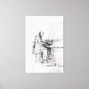 Toile Pianiste Abstrait - Musique expressive