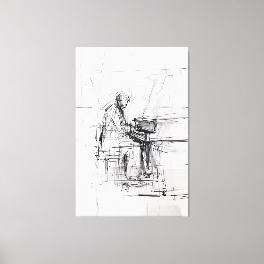 Toile Pianiste Abstrait - Musique expressive (Recto)