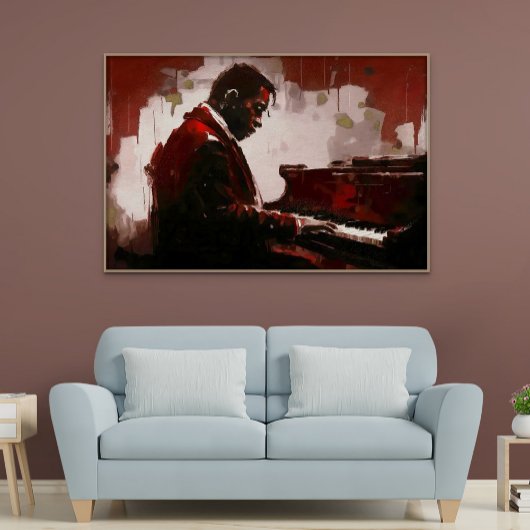Toile Pianiste de bar de nuit