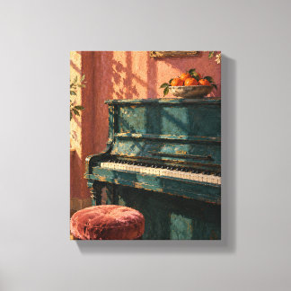 Toile Piano sarcelle avec nature morte musicale de manda