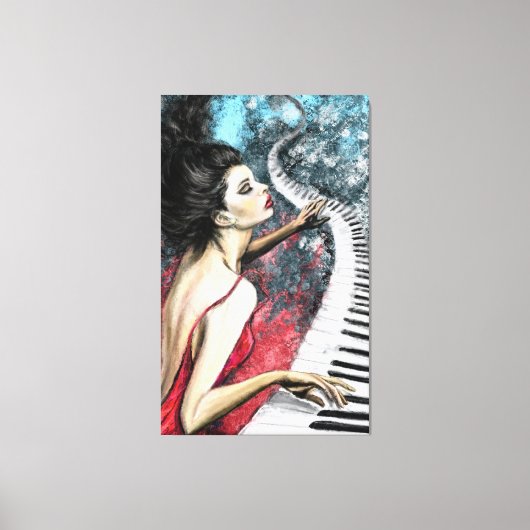 Toile Piano Woman Canvas Print (Recto)