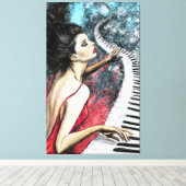 Toile Piano Woman Canvas Print (Insitu (Plancher de Bois))