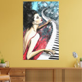 Toile Piano Woman Canvas Print (Insitu(Salon))