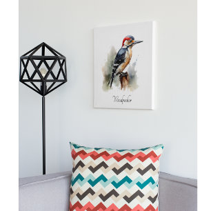 Toile pic à bois assis sur un poteau en aquarelle