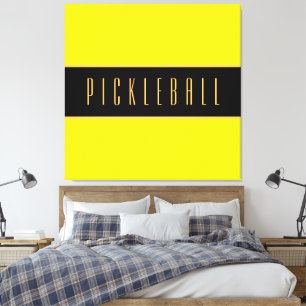 Toile PICKLEBALL amusant Jaune brillant Gras Noir rayure
