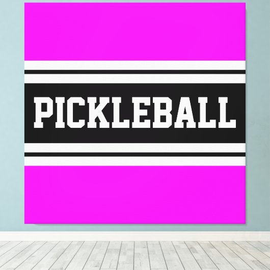 Toile PICKLEBALL amusant Tropical Rose White Racing Stri (Insitu (Plancher de Bois))