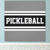 Toile PICKLEBALL Sporty Black White Grey Stripes (Insitu (Plancher de Bois))