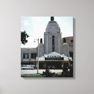 Toile Pickwick Movie Theatre Park Ridge Watercolor Art