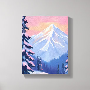 Toile Pics de l'Hiver Chuchotant Montagne Pastel Rose Ci
