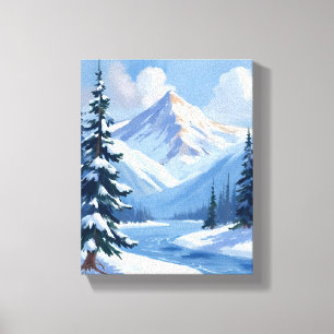 Toile Pics du Nord Paysage de montagne hivernal peint