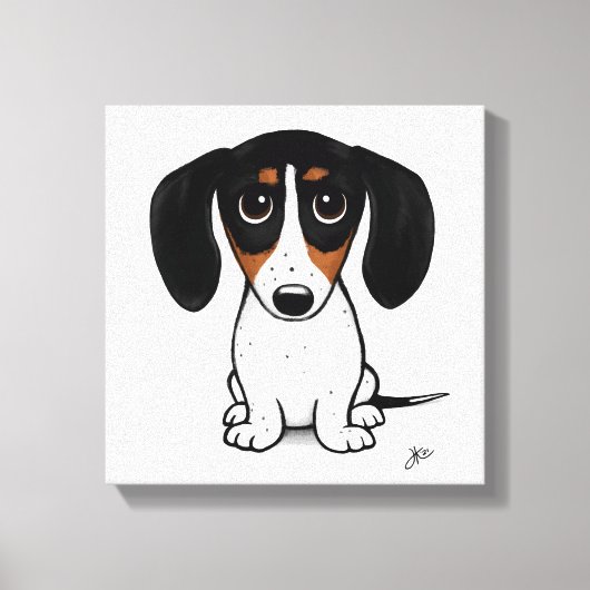 Toile Piebald Dachshund | Joli chien édulcoré en caricat (Recto)