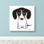 Toile Piebald Dachshund | Joli chien édulcoré en caricat (Insitu (Plancher de Bois))
