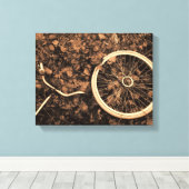 Toile Pièces de bicyclette avec feuilles d'automne (Insitu (Plancher de Bois))